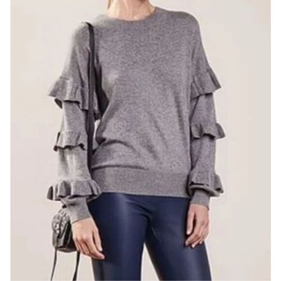 J. Crew Wool Ruffle Sleeve Sweater - Picture 1 of 7